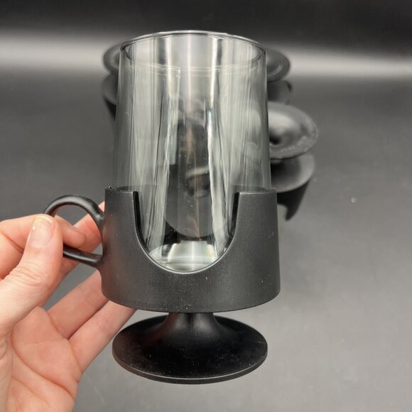 Vintage Glas-Snap by Corning Black w/ Smokey Glass Hot / Cold Beverages 5.5 in - Picture 10 of 13